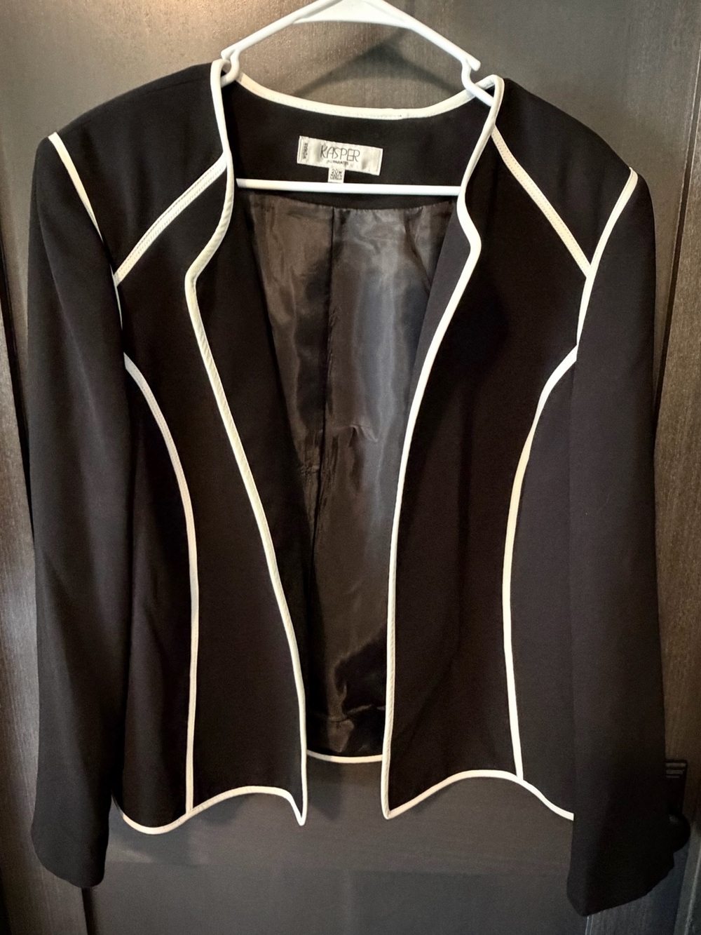 Kasper Black Blazer with White Piping
